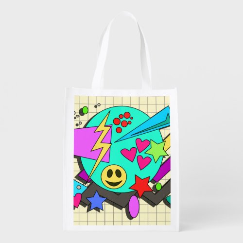 Totally Toon Nineties Neon Explosion  Reusable Grocery Bag