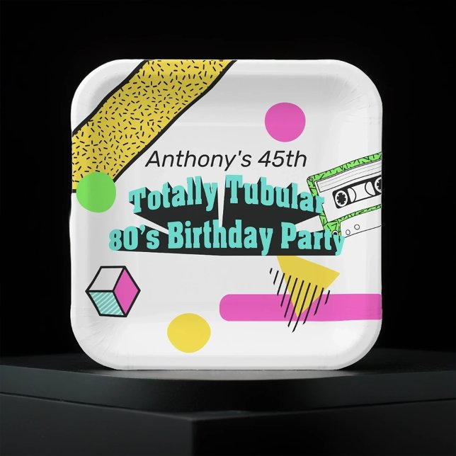 Totally Tubular 80's Birthday Party Paper Plates (Creator Uploaded)