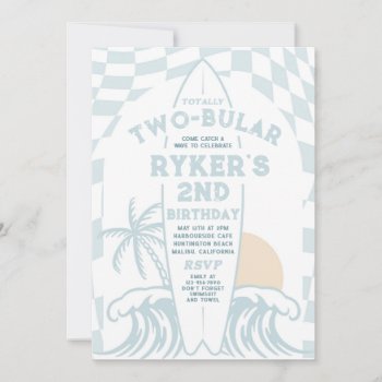 Totally Two-bular Surf Surfboard 2nd Birthday  Invitation by PixelPerfectionParty at Zazzle