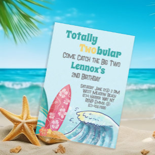 Totally Twobular Beach Party Kids Birthday Invitation