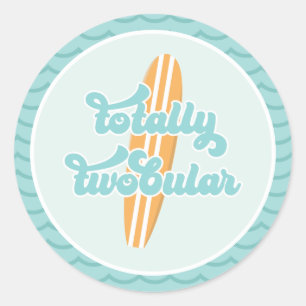 Totally Twobular Surf Beach 2nd Birthday Classic Round Sticker