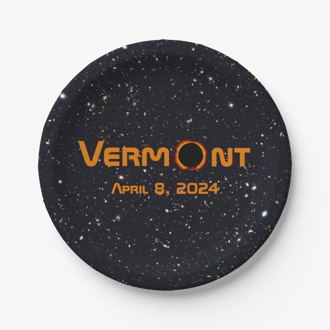 Totally Vermont 2024 Solar Eclipse  Paper Plates (Front)