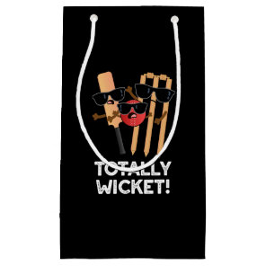 Totally Wicket Funny Sports Cricket Pun Dark BG Small Gift Bag