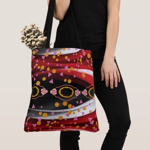 Tote Bag Abstract Red White Black 