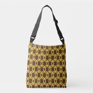 Tote Bag (ao) - Interlocking Yellow Rings on Brown