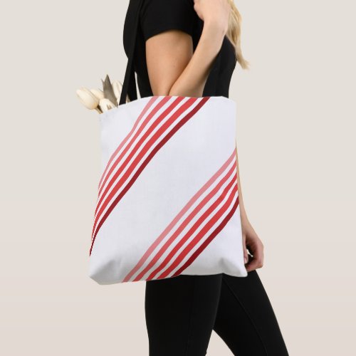 Tote Bag ao _ Shades of Red Diagonal Stripes