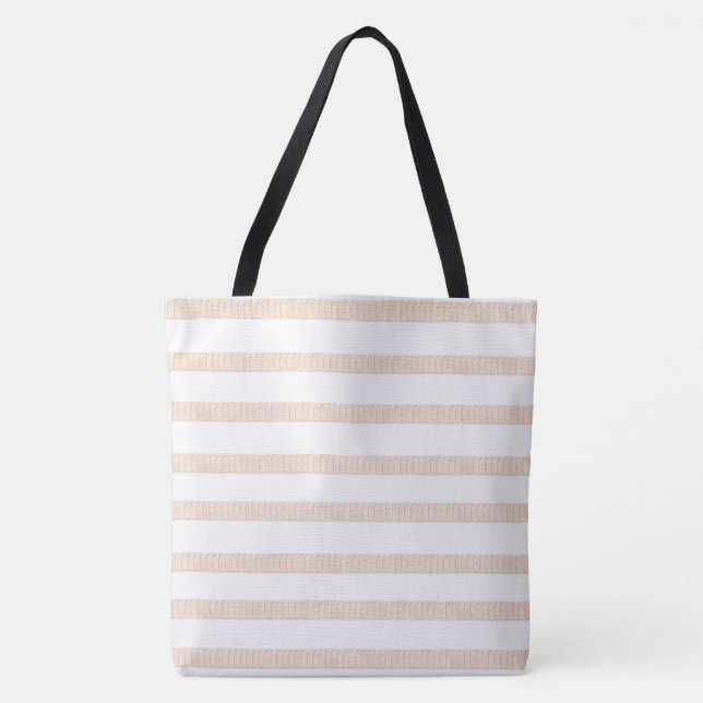 Tote Bag Beige & White Stripe (Front)