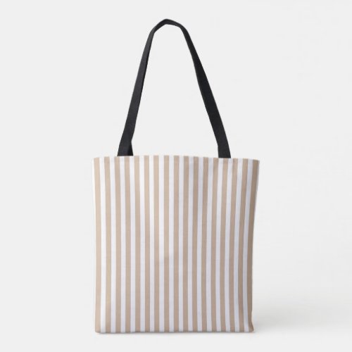 Tote Bag, Beige & White Stripe Vertical  Bag