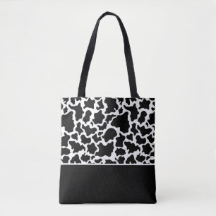Tote Bag-Black & White Cow Spotted Print Bag