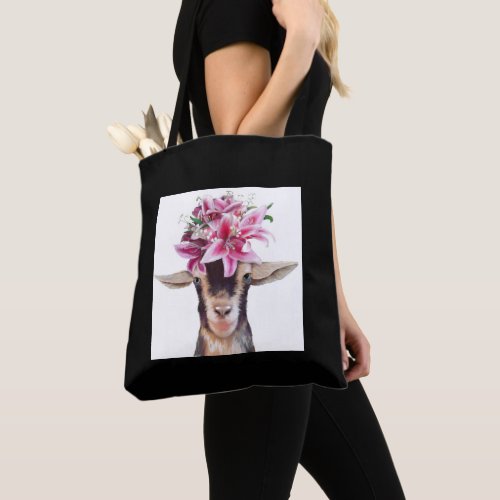 Tote Bag blk _ Lily and Posey the Goats