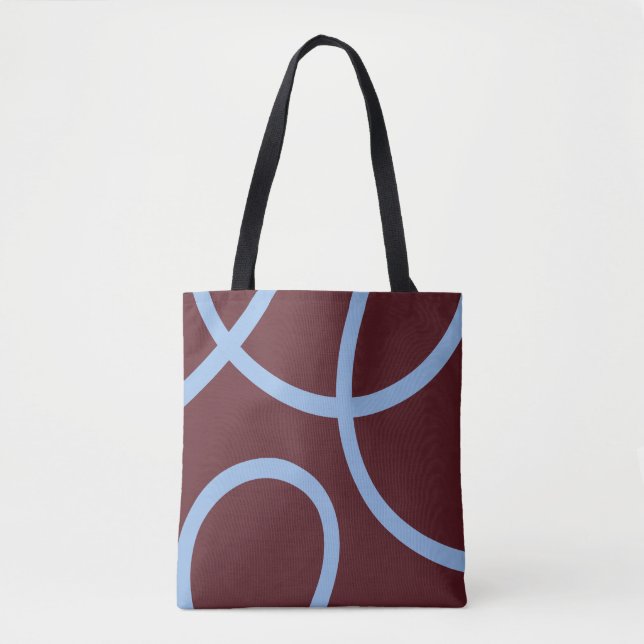 Tote Bag – Blue Lines on Burgundy (Front)