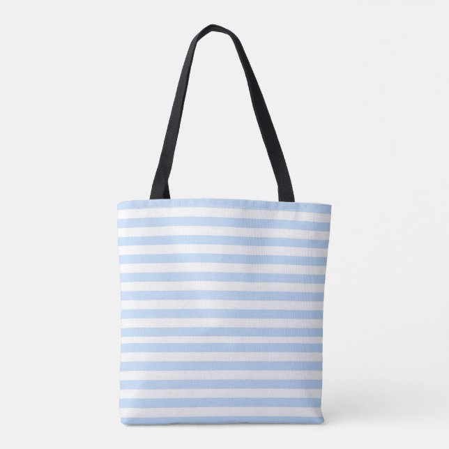 Tote Bag, Blue & White Stripe Horizontal  Bag (Back)