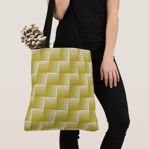 Tote Bag _ Brass Yellow Optical Illusion Maze