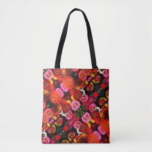 Tote Bag _ Brightly Colored Zinnias