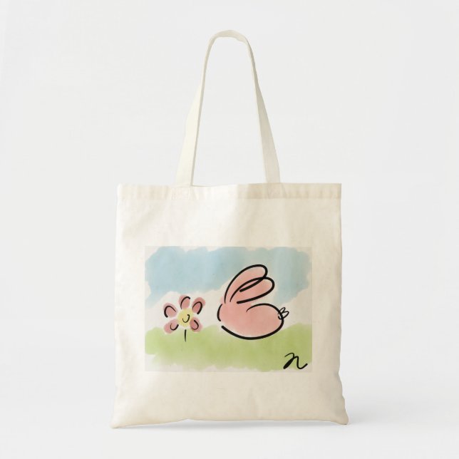 Tote Bag - Bunny and Flower (Front)