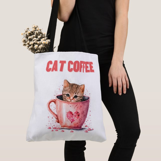 Tote Bag Cat Caffee (Close Up)