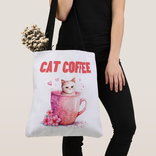 Tote Bag Cat Caffee (Close Up)