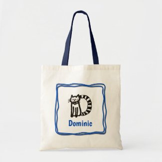 Tote Bag - Cat Letter D with Name in Frame