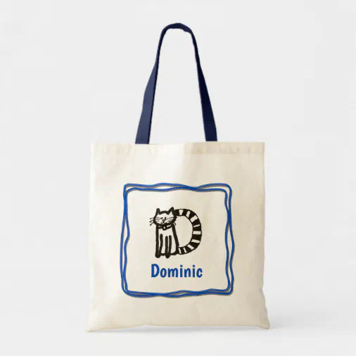 Tote Bag - Cat Letter D with Name in Frame