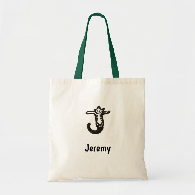 Tote Bag - Cat Letter J with Name  (Front)