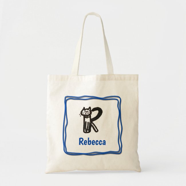 Tote Bag - Cat Letter R with Name in Frame