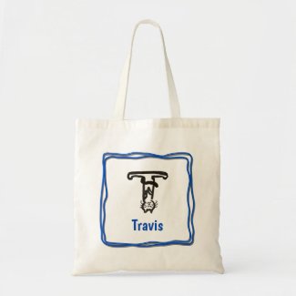 Tote Bag - Cat Letter T with Name in Frame