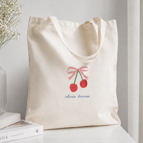 Tote Bag | Cherry Coquette Bow Cute Illustration