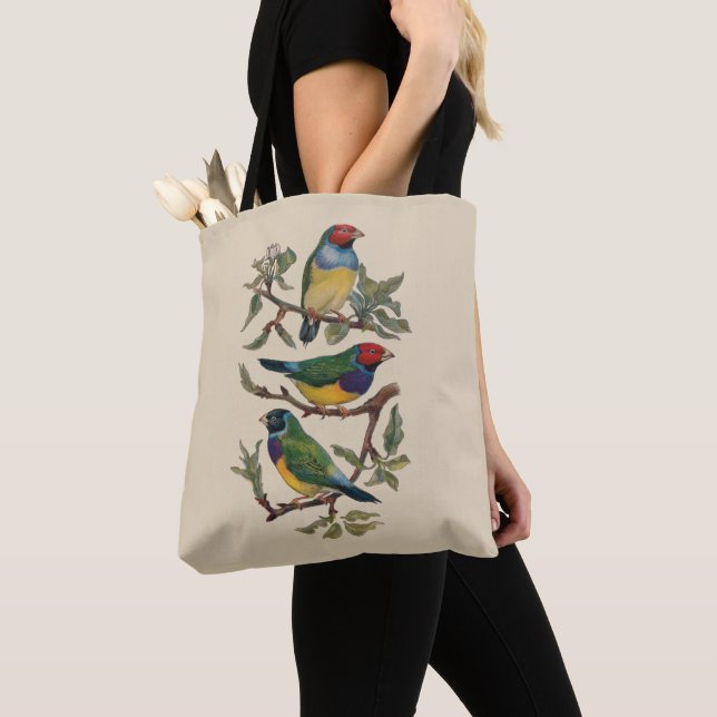 Tote Bag Colorful Birds Gift Bag Large (Close Up)