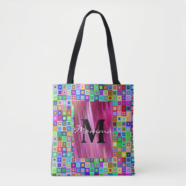 Tote Bag Colorful Colors Boxes Pink  (Front)