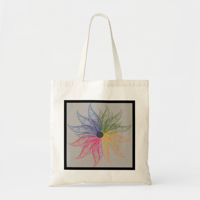Tote Bag - Colorful Feather Blossom (Front)