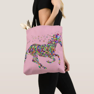 Tote Bag Colorful Unicorn Pink Gift Bag Large