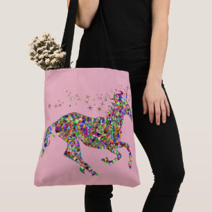 Tote Bag Colorful Unicorn Pink Gift Bag Large