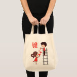 Tote Bag Couple Love Red Hearts 