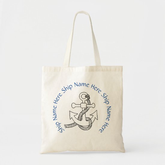 Tote Bag - Curved Text around Ship Anchor