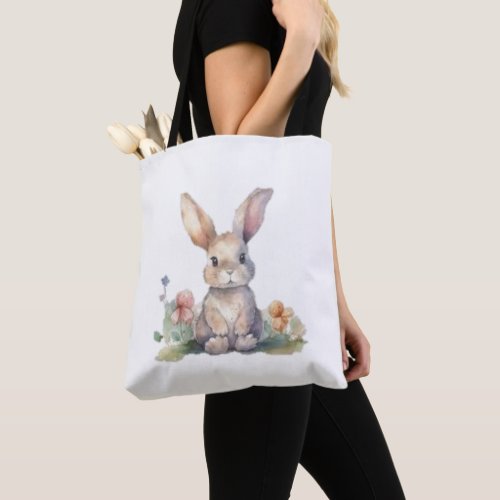 Tote Bag, Cute Floral Rabbit  Bag