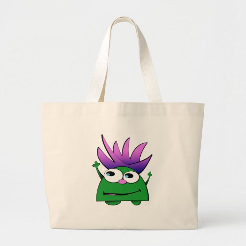 Tote Bag Cute Little Green Monster Cartoon