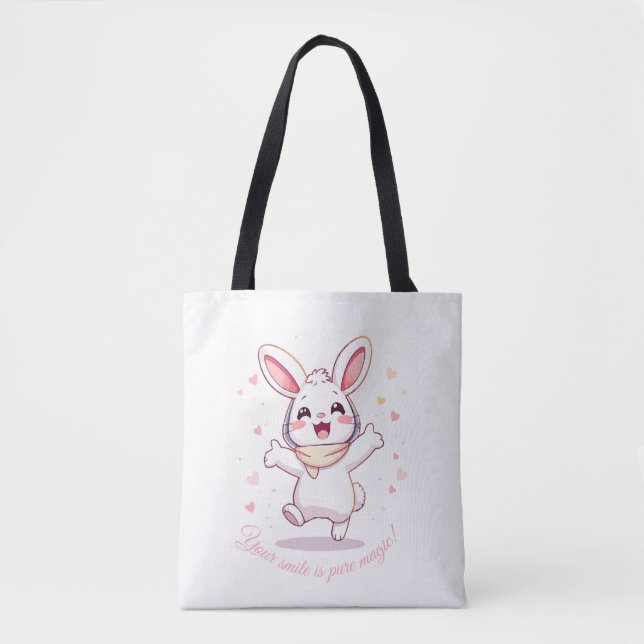 Tote Bag – Cute Pastel Rabbit Aesthetic Shopper (Front)