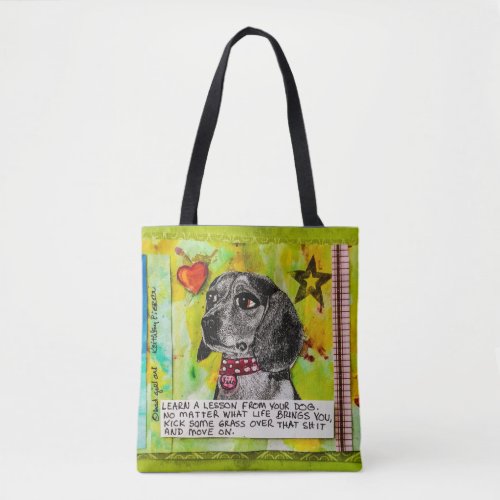 Tote bag Dog on one side and cat on the other