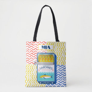 Tote Bag Eclectic Sardines Design Customizable