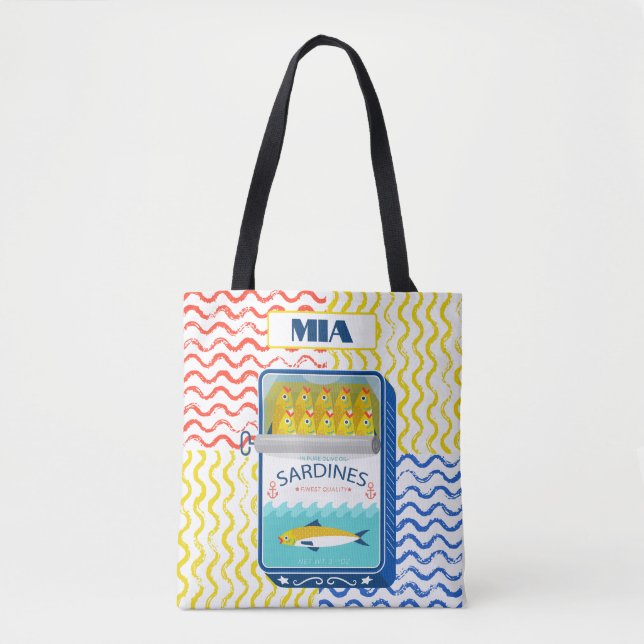 Tote Bag Eclectic Sardines Design | Customizable  (Front)