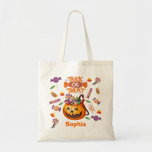 Tote Bag Enfant Halloween Citrouille Sac Bonbons