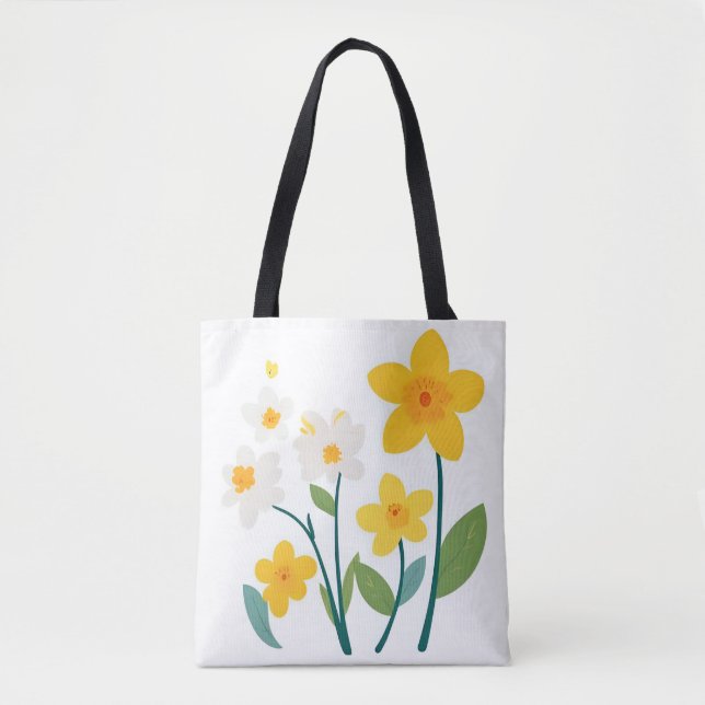 Tote Bag-Flower Design Bag (Front)