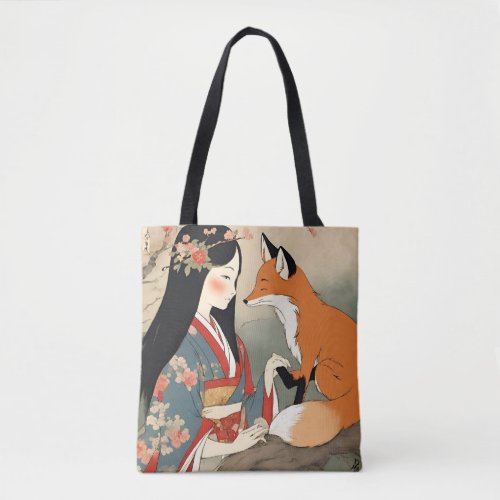Tote Bag Fox and Japanese Princess
