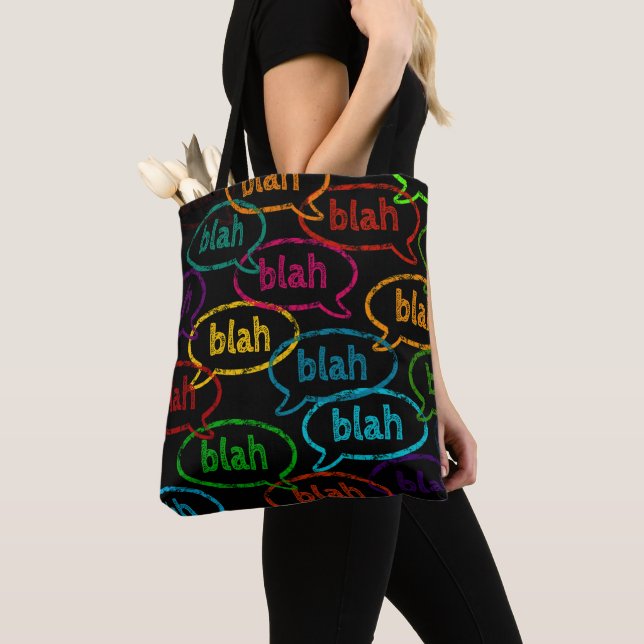 Tote Bag Funny Colorful Blah Blah Quote Black (Close Up)