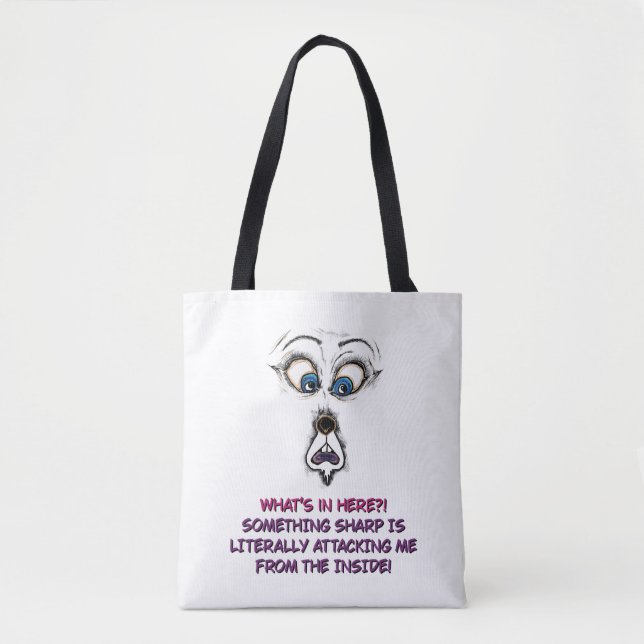 ⁠  Tote bag | Funny Expressive Face Quote  (Front)