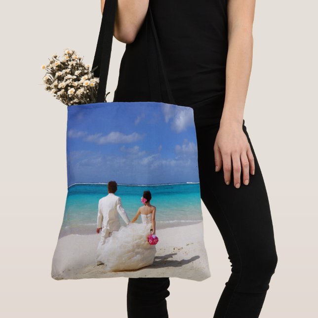Tote Bag Gift Bag Bride Groom Beach Wedding (Close Up)