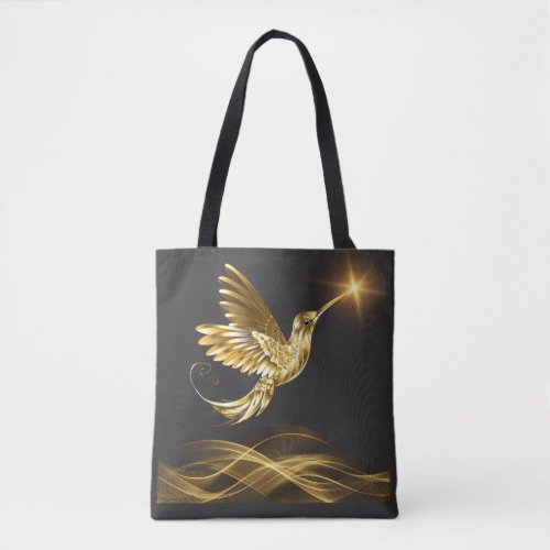 Tote Bag Gold Hummingbird