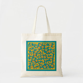 Tote Bag, Golden Butterflies on Teal