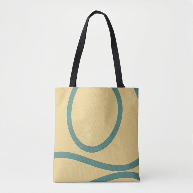 Tote Bag - Green Lines on Yellow (Front)