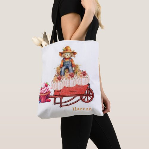 Tote Bag, Halloween Birthday Scarecrow PumpkinCake Bag